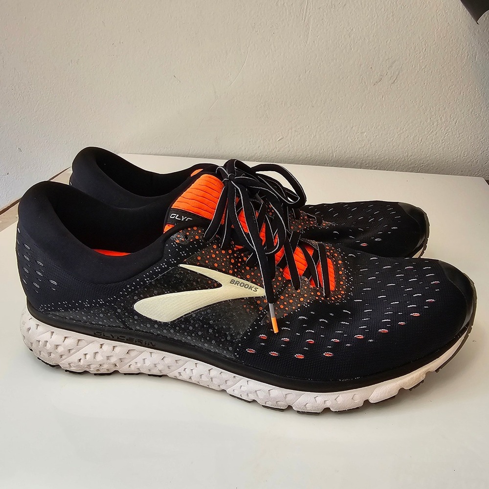 Brooks Glycerin 16 Mens 14 Wide 2E Black Orange Running Shoes